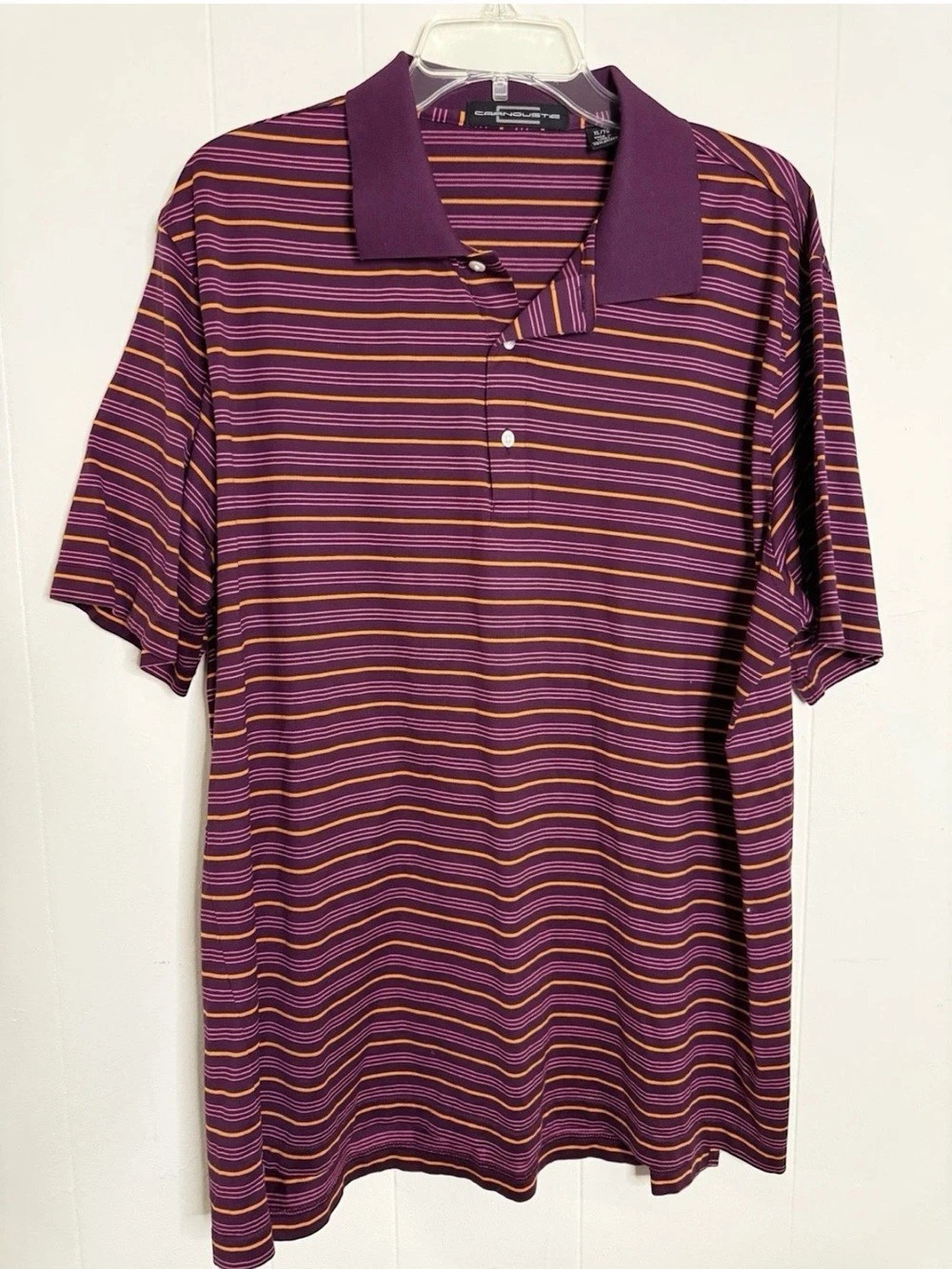 CARNOUSTIE Striped Polo in Purple & Pink